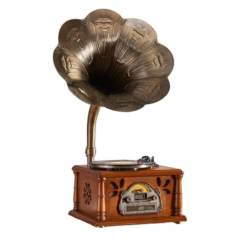 

Big horn retro vinyl audio wireless blue tooth gramophone home record player