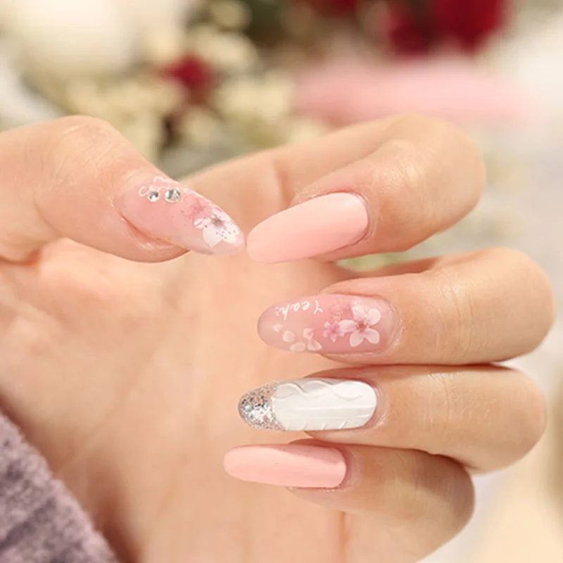 Наклейки для ногтей девочек весенние сушеные цветы персик свежая аппликация лак