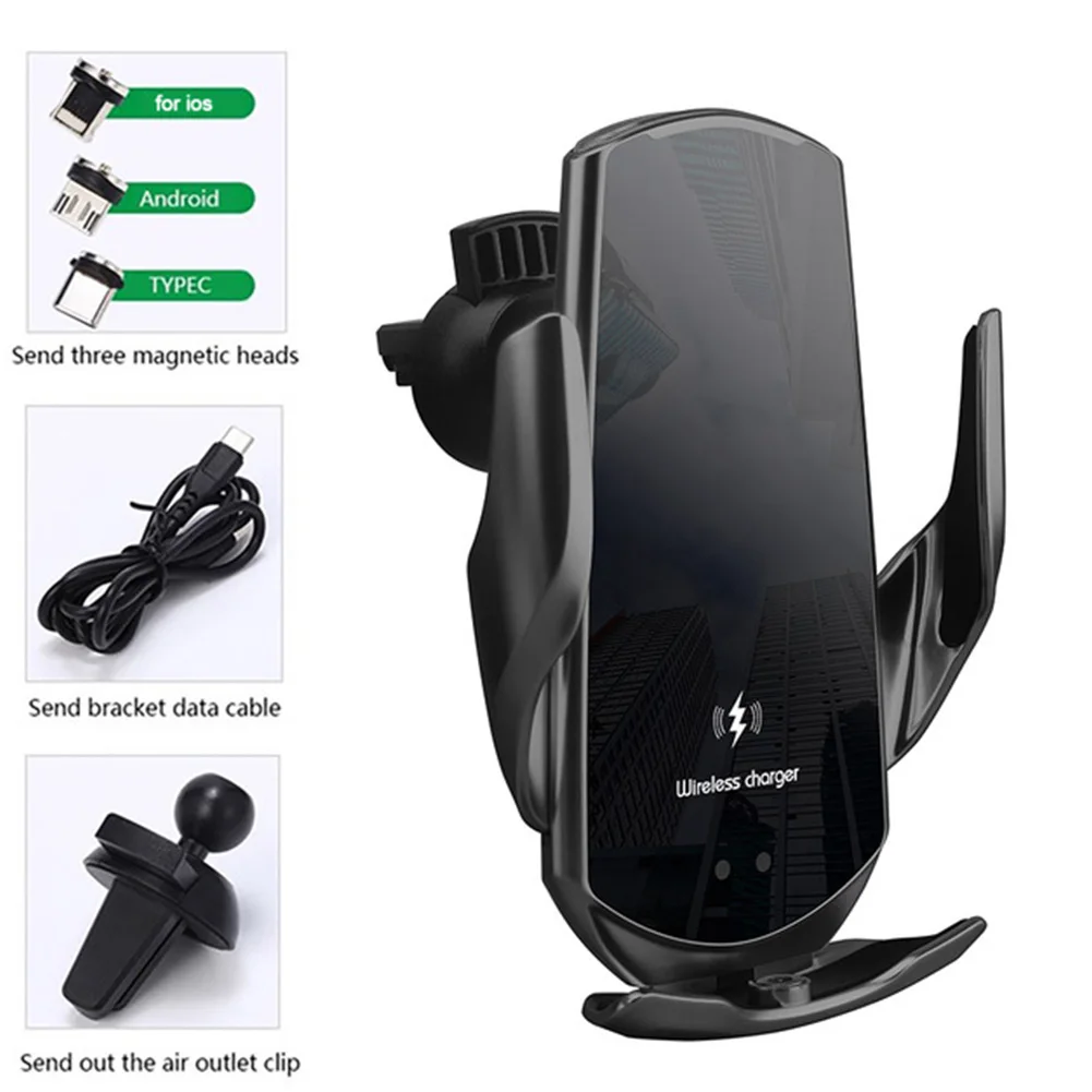 

Universal Automatic 15W Wireless Charger Phone Car Phone Holder Magnetic USB Infrared Sensor For IPhone 12 11 XS Samsung S20 S10