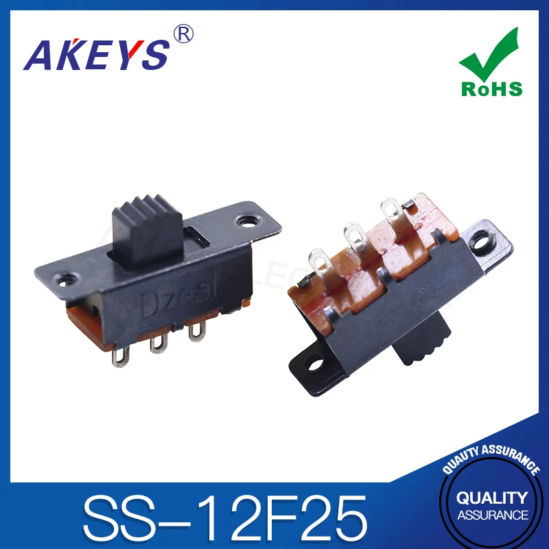 

SS-12F25 1P2T Single pole double throw handle heights can be customized slide switch verticle type 3 pin without fixed pin