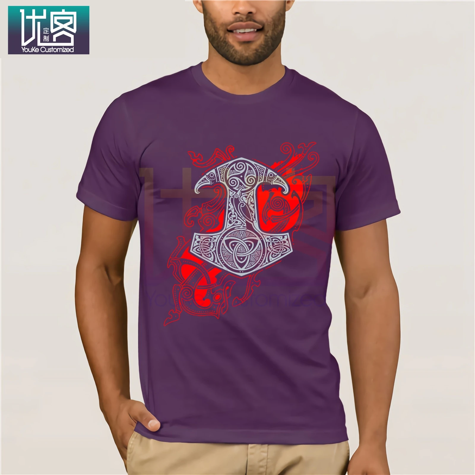 RAVEN S MJOLNIR T-Shirt Vikings Berserk Tees Valhalla O Hals Mannen Veerkrachtig Katoen Korte Mouw Cotton Tee Shirt Present | Мужская