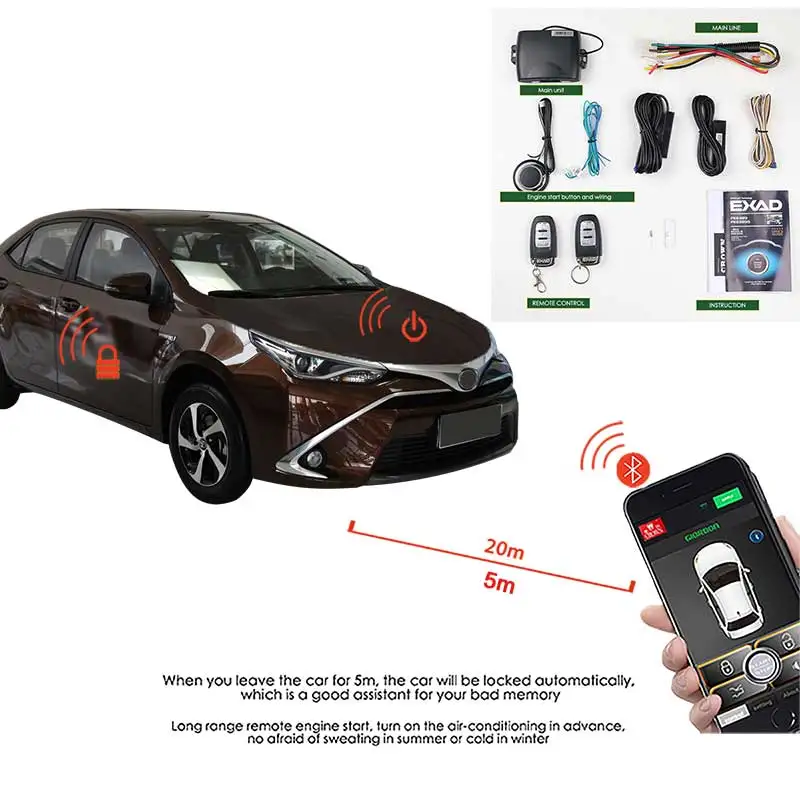 

Mobile Phone Remote Start Car Keyless Entry System PKE Car Alarm Auto Alarm Auto-Aignaling Central Locking Start Stop Button