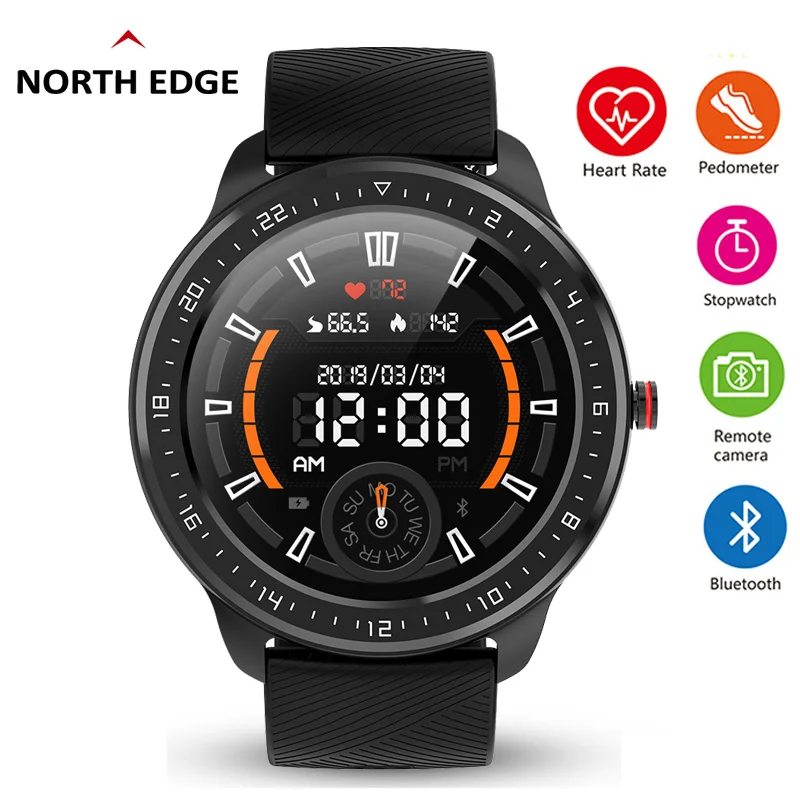 NORTH EDGE Смарт-часы для мужчин IP68 водонепроницаемый HD дисплей полный экран