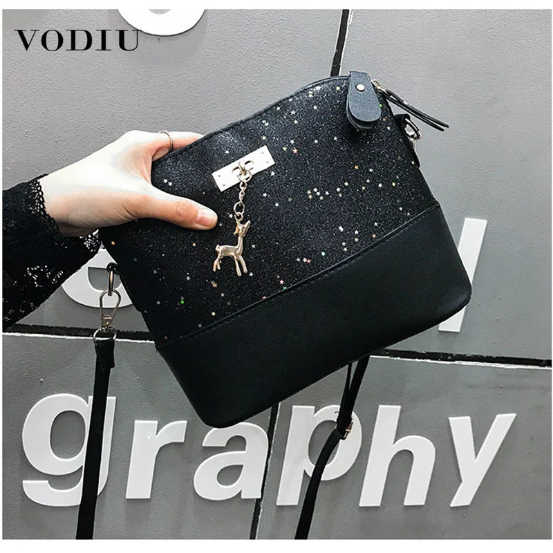 Новинка 2019 модная женская сумка через плечо ракушка блестки пэчворк