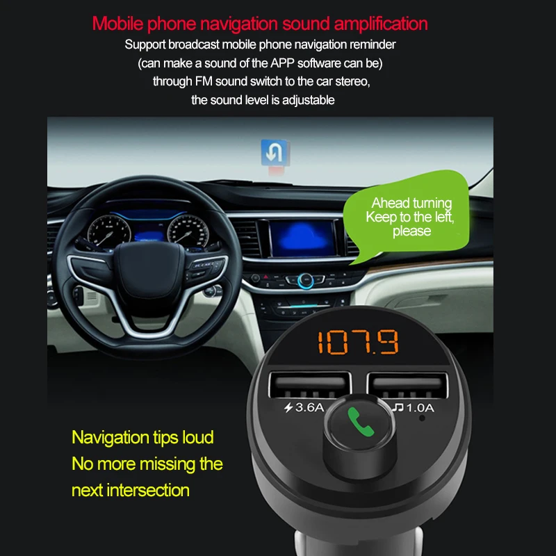 FM Transmitter Car Bluetooth 5.0 Dual USB Fast Charger Hands-Free Phone Audio Receiver Automatic MP3 Player Universal | Автомобили и