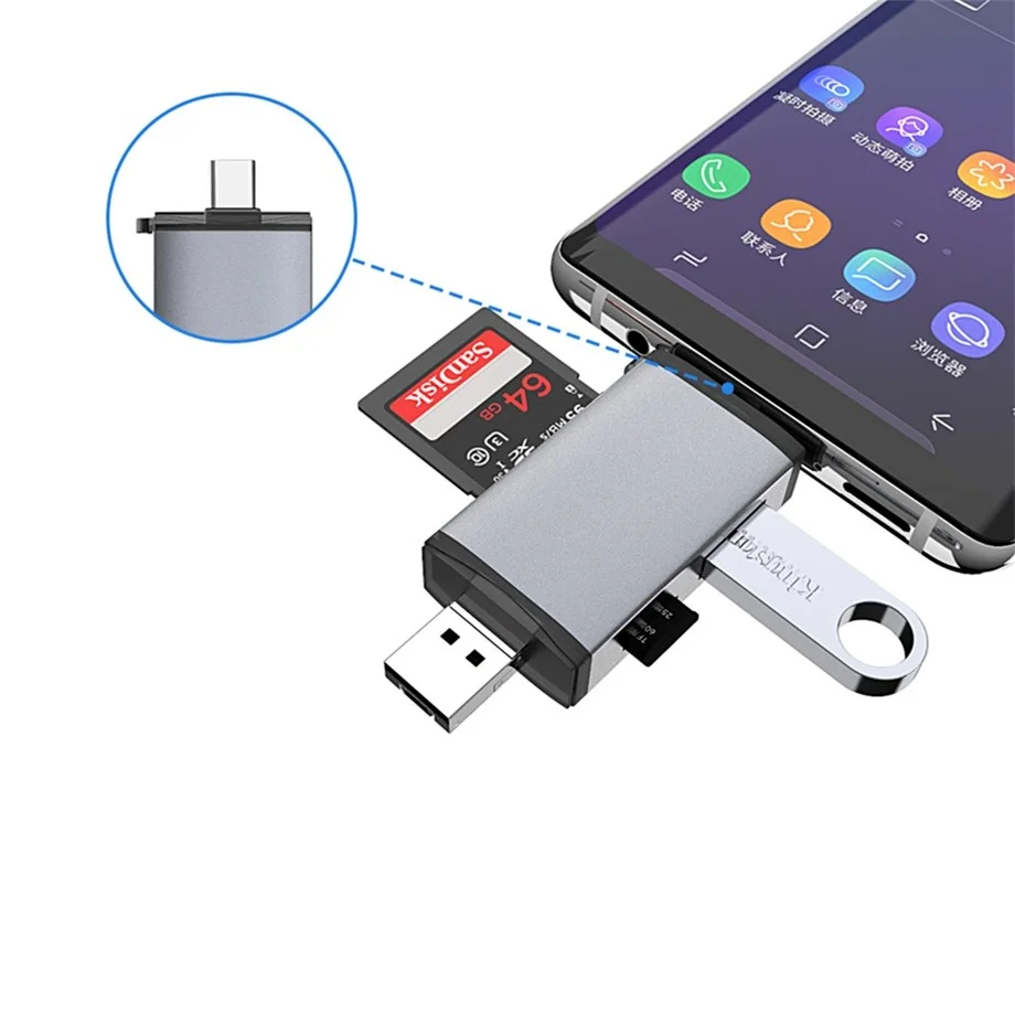 

Grwibeou OTG Card Readers 6 in 1 USB Type-C/MicroUSB/USB2.0/TF / SD Memory Card Card Readers For Computer Laptop Android phone