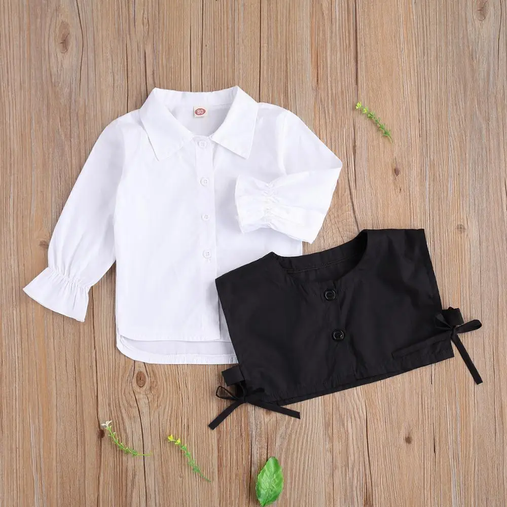 

2021 Autumn Infant Baby Girls Dress T Shirts Letter Print Tops Solid Long Sleeve Single Breasted Shirts Dresses dropshipping