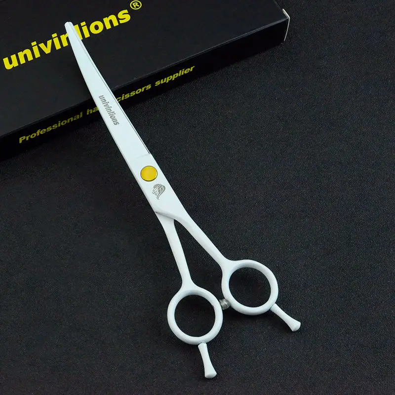 Univinlions " Титановые фиолетовые изогнутые ножницы для ухода за домашними животными ножницы для стрижки собак и кошек машинки для стрижки животных инструмент для стрижки волос для собак