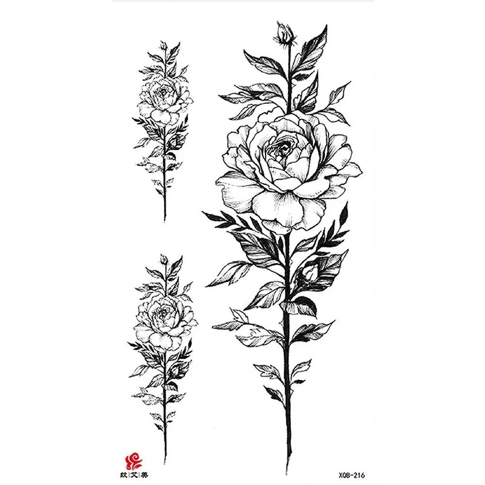 

Waterproof Temporary Tattoo Sticker Flash Tattoos Skull Snake Wolf Blue Pink Rose Flowers Body Art Arm Fake Sleeve Tatoo Women