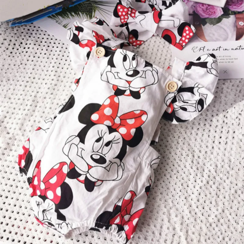Комбинезон с Минни Маус + повязка на голову для новорожденных 0-24 месяцев | Детская