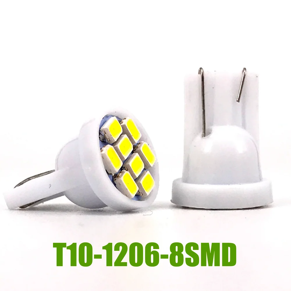 100 шт./лот грузовик светодиодный 24V T10 194 168 1206 8 SMD белого и синего цвета авто
