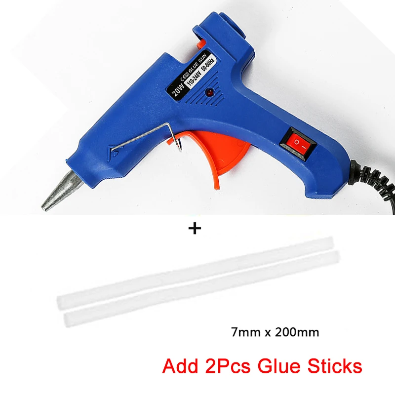 2pcs Glue Sticks 20 Вт EU/US горячего расплава клея пушка с 2/10 шт./30 шт. 7 мм* 200 миллиметровый клей-карандаш промышленный мини Пистолеты термо Электрический тепла Температура инструмент - Цвет: 2pcs Glue Sticks