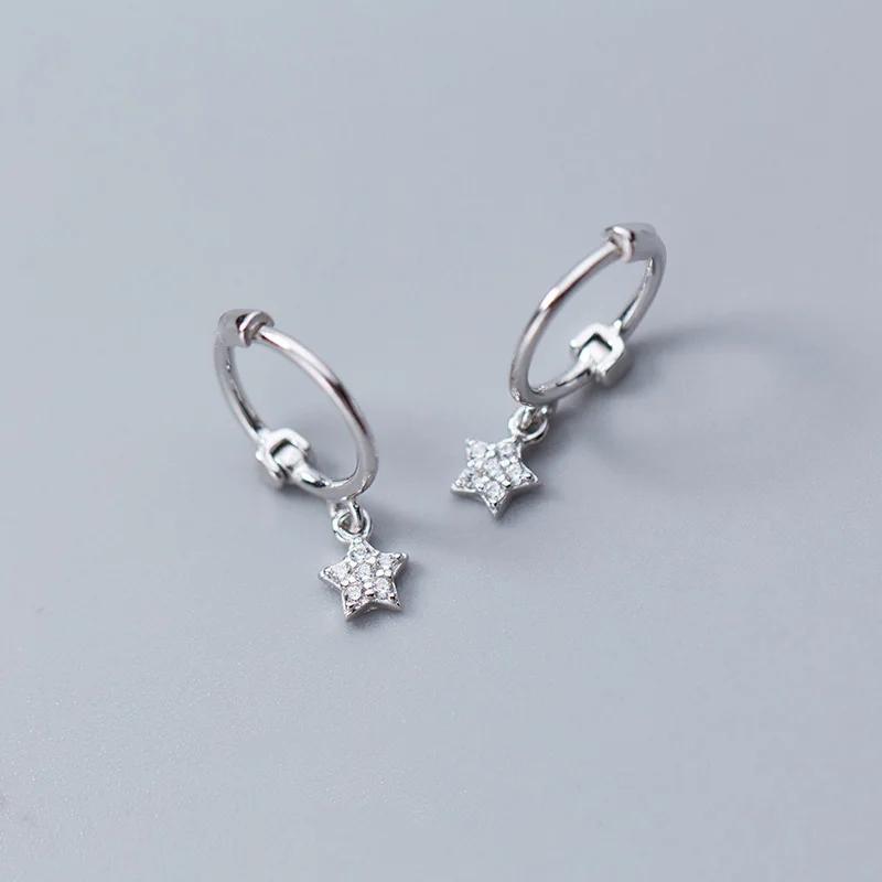 XY1234 Silver ElfoPlataSi Для женщин s Мода 925 твердого стерлингового серебра Звезда CZ серьги-гвоздики для Для женщин Стерлинговое Серебро-бижутерия XY1234 - Окраска металла: XY1234 Silver