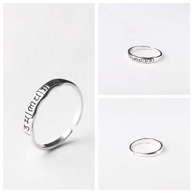925 Sterling Silver Tibetan Om Mani Padme Hum Open Ring Jewelry A3545 | Украшения и аксессуары