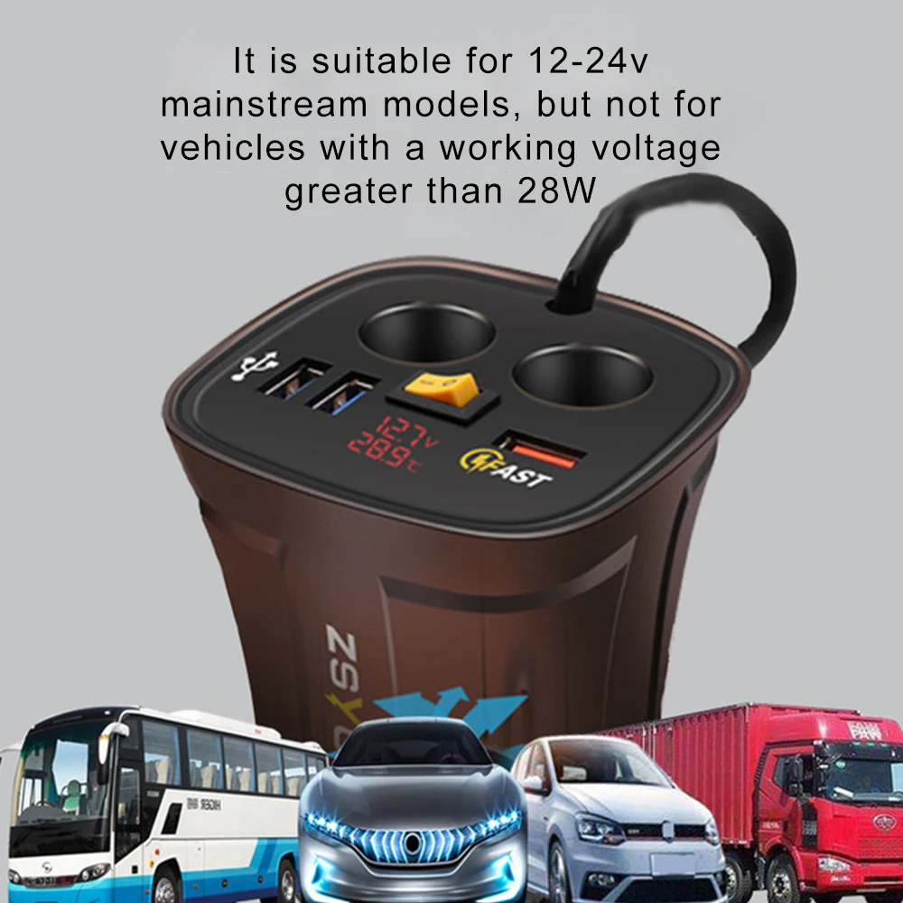 Автомобильное зарядное устройство QC3.0 с 3 USB портами для прикуривателя 60