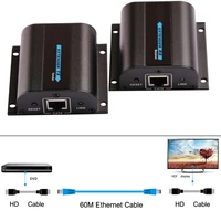 60m hd extender 1080p video transmitter receiver converter via cat 6 cat6a rj45 ethernet cable hdmi compatible laptop pc to tv