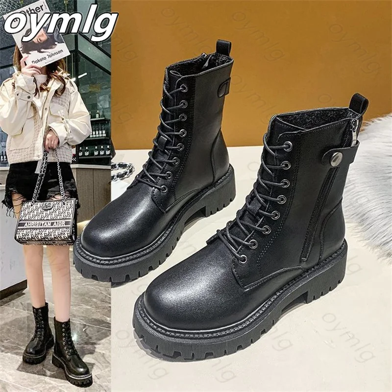 

Autumn winter fashion Martin boots women's thick-soled boots British style leather boots ins short boots trend motorcycle boots