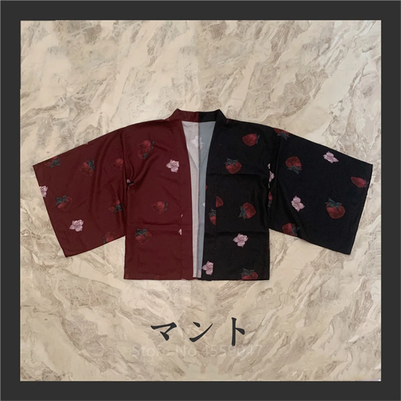 Color 1 Coat Японский стиль платье в стиле Лолиты клубника кролик каваи кимоно для девочек викторианская блузка школьная форма для японской средней школы женские вечерние Косплей Хэллоуин - Цвет: Color 1 Coat