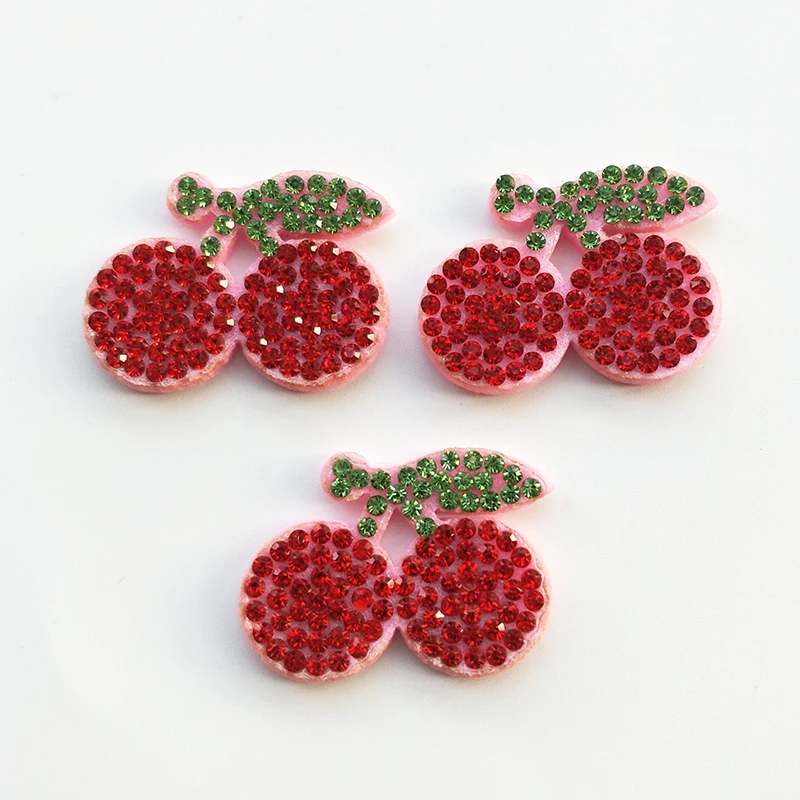 

30pcs/lot 3*2.2cm Felt back side red color Cherry diamond Appliques for Craft Clothes Sewing Supplies DIY Hair Clip Accessories