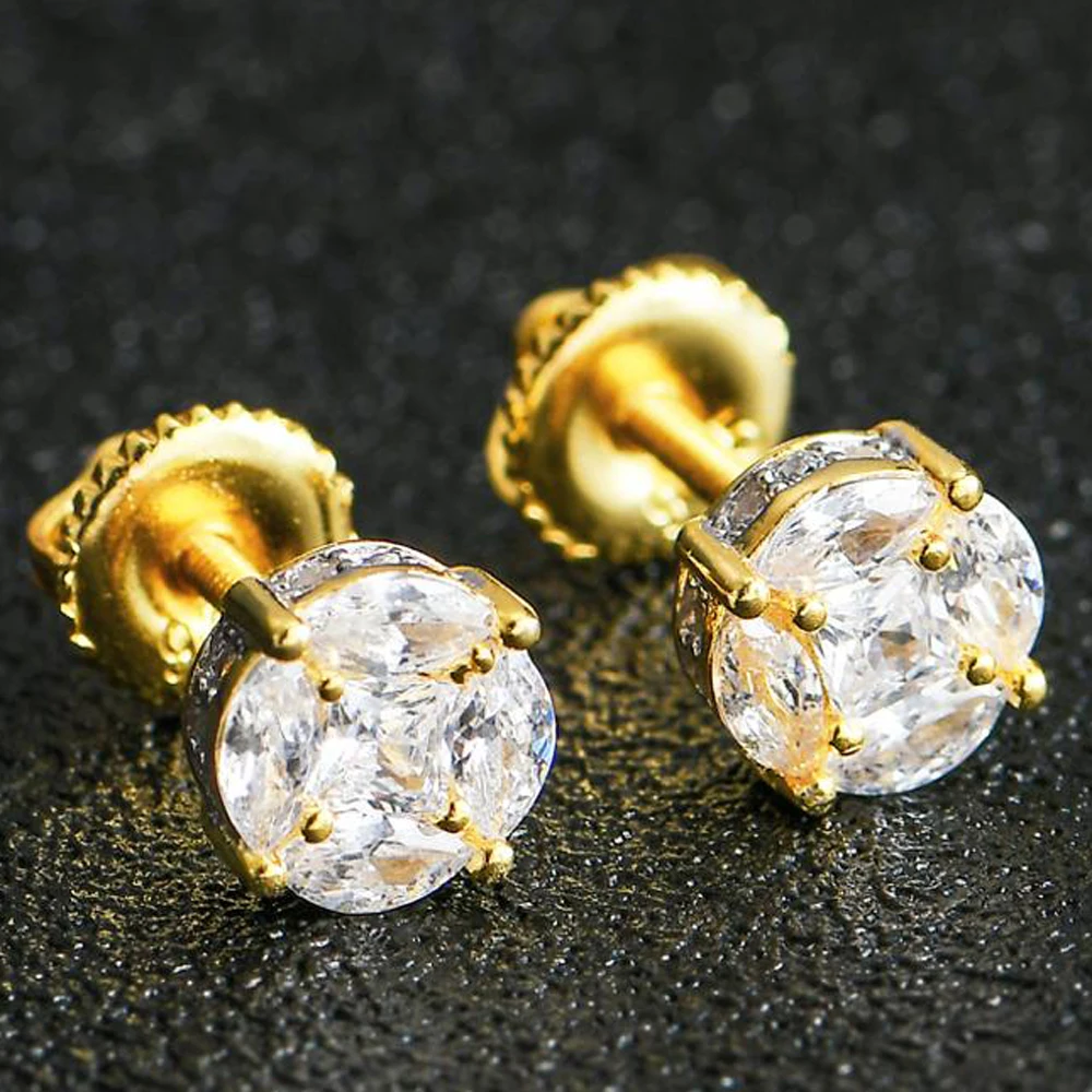 

Новая мода в стиле «хип-хоп» Ewellery, 14K, покрыто настоящим золотом с креплением микро-паве Циркон S925 серьги мужские 925 стерлингового серебра CZ серьги-гвоздики женская серьга подарок