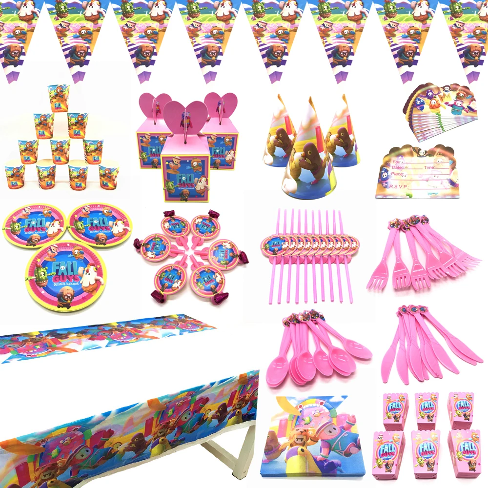 

Full Guys Ultimate Knockout Game Theme Kids Happy Birthday Party Decorations Paper Cup Plate Straws Baby Shower Party Supplies