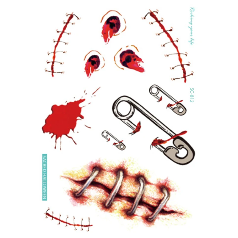 Оптовая продажа легкие реквизиты для Хэллоуина татуировки стикеры экологичные