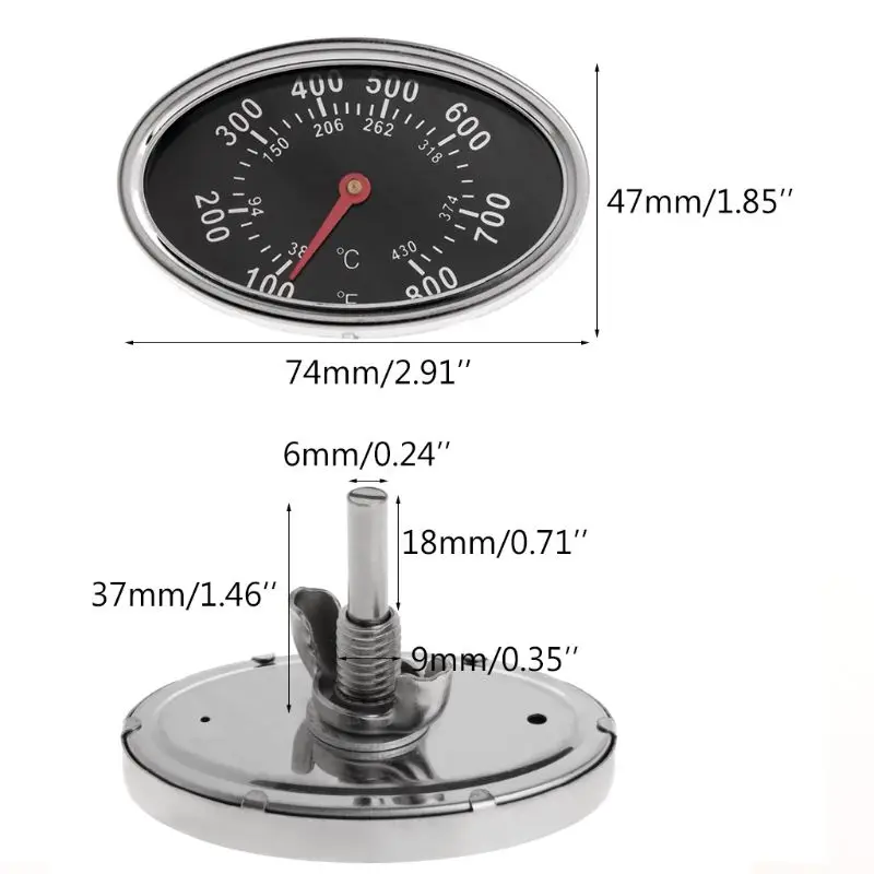 

800 Oval BBQ Pit Smoker Grill Thermometer Dial Temperature Gauge Replacement