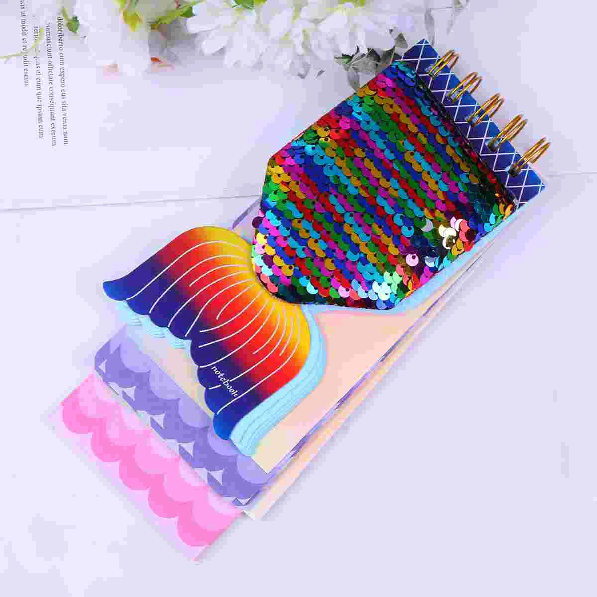

Creative Mini Sequins Notebook Adorable Fish Scale Notepad Memo Pad for Home School