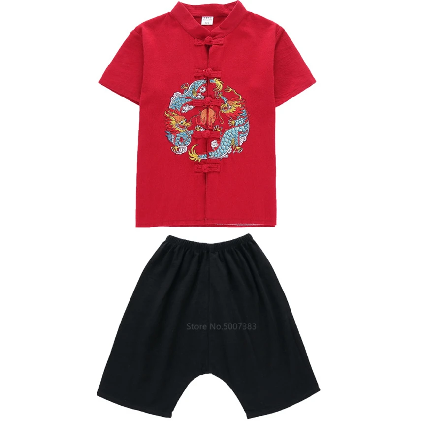 

Tang Suit 2020 Dragon Traditional Chinese Clothing for Men Kids Baby Girl Boy Kung Fu Clothing Chinese Top Shirts Embroidery