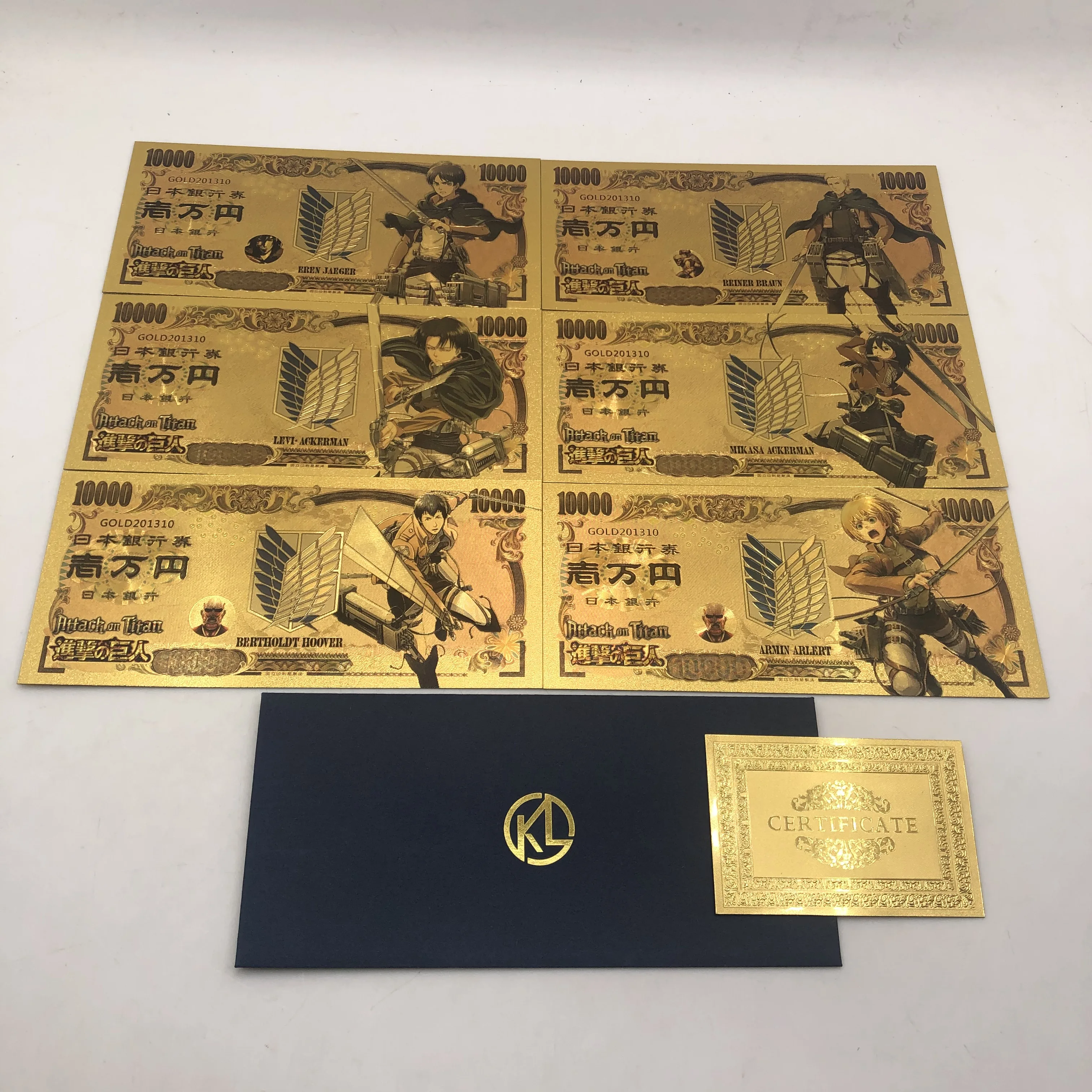 

6 pcs/lot New Japanse Animes Attack on Titan Gold Foil Card Ticket Cards for Collection and gift