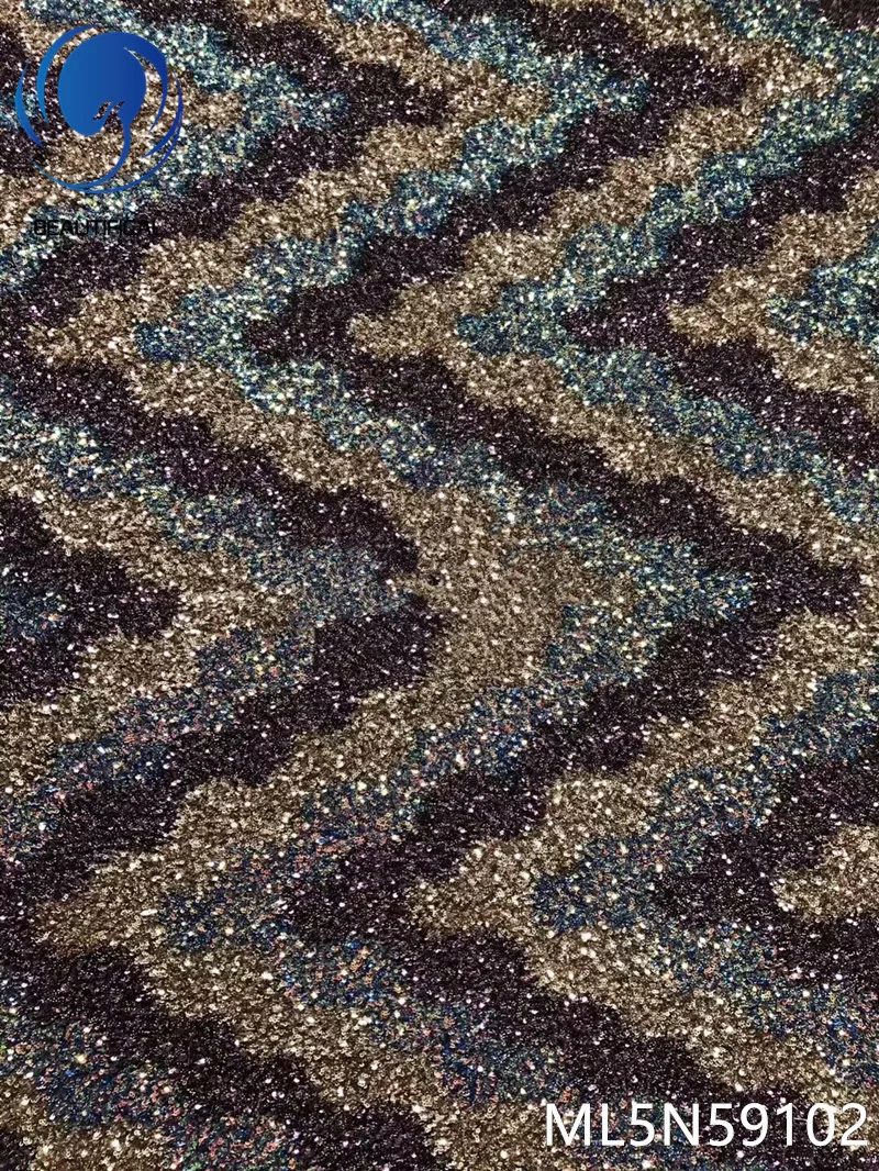 

Красивая африканская кружевная ткань высокого качества, нигерийское Сетчатое кружево с разноцветными блестками для платья 5 ярдов/лот ML5N591