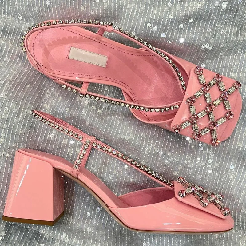 

Prowow Heels Women Party Shoes Square Toe Slingbacks Women T Show Pumps Shoes Wedding Shoes Woman