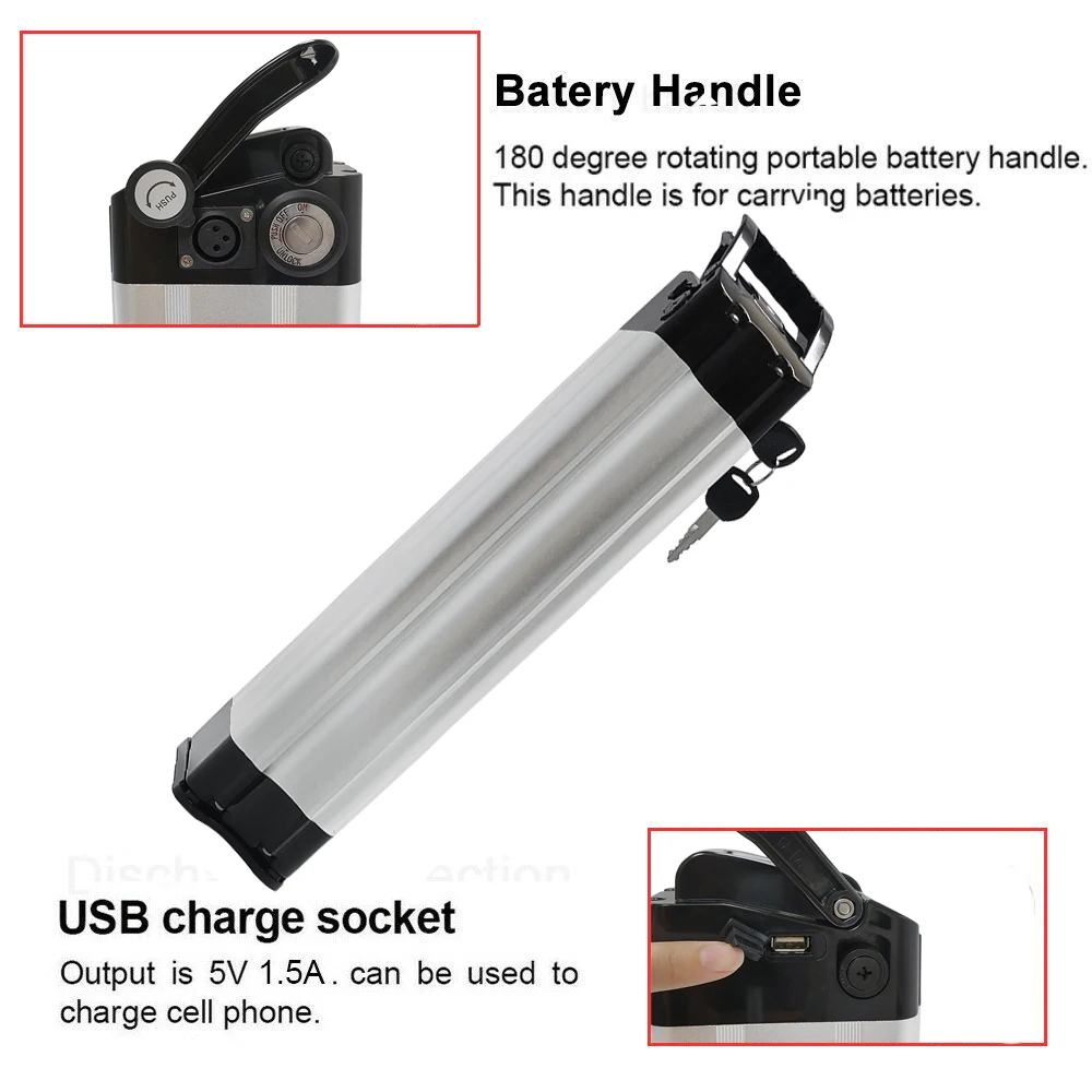 

48V Silver Fish eBike-Battery With Powerful 18650 SANYO Cell Electric-Bike-Battery For Bafang TSDZ 1000W 750W 500W Citycoco