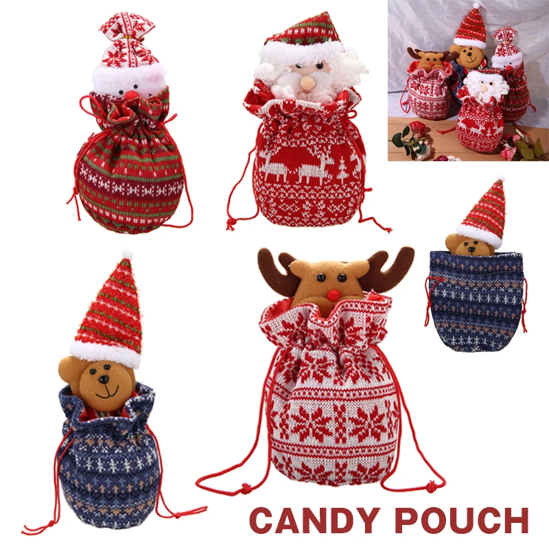 

4Pcs Merry Christmas Candy Bags Snowman Cookie Snack Bags Santa Claus Candy Bag Party Jewelry Gift Boxes Homedecor New Year