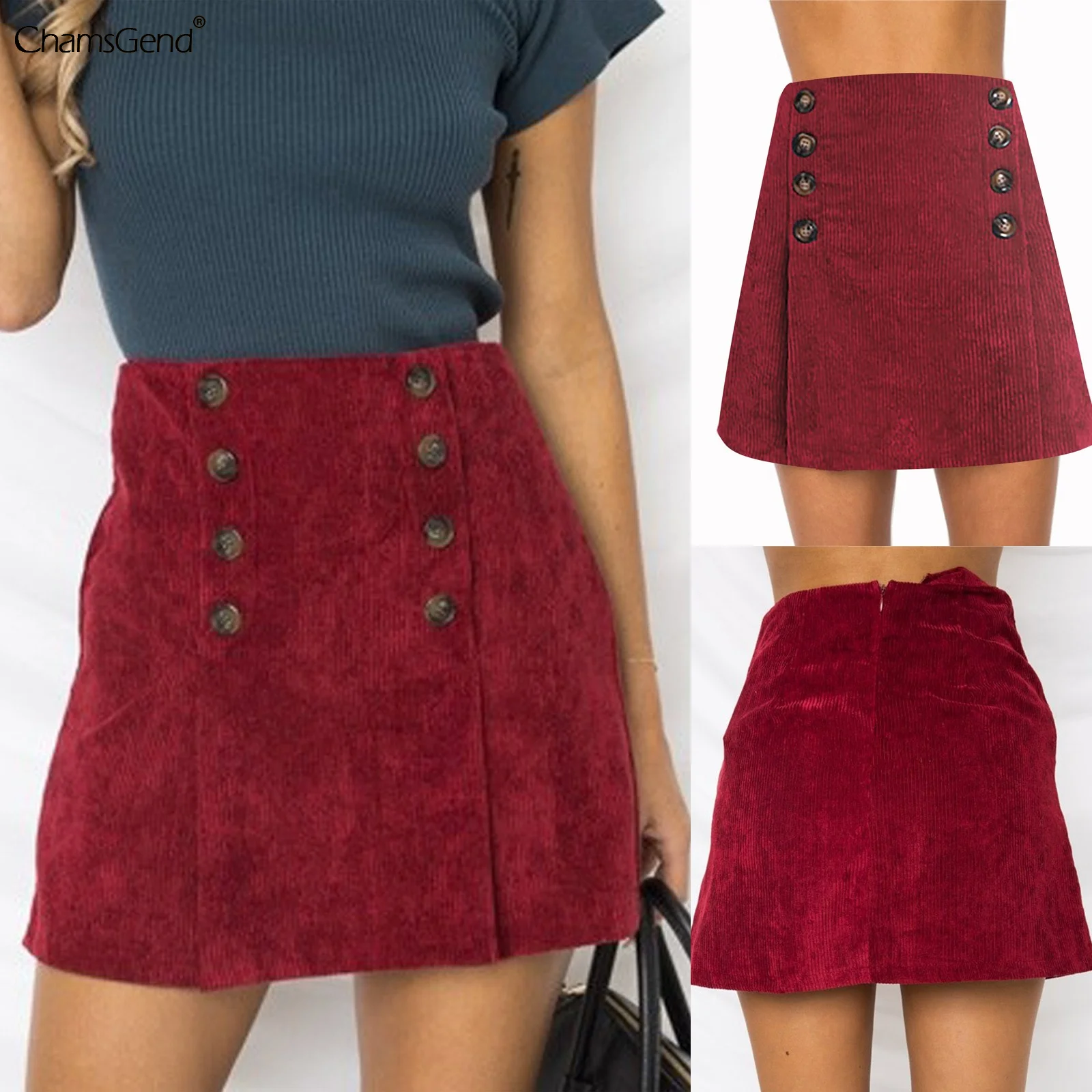 

Fashion Corduroy Skirt Women's Buttons Double Breasted Mini Skirt Elegant A Line Ladies Mini Skirt Ladies Jupe Skirt Saia Faldas
