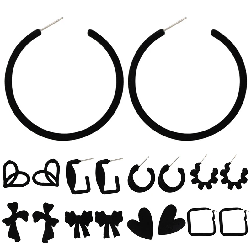 

Silver Color Needle Flocking Bow Heart Stud Earrings for Women Black Sweet Earrings Lady Elegant Jewelry Bijoux