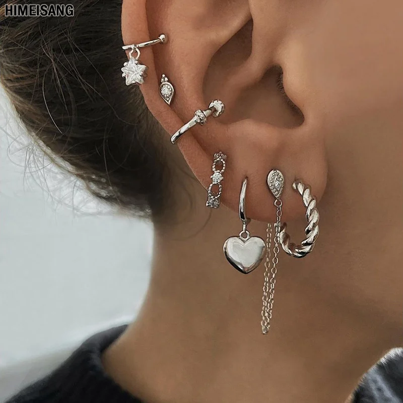 

Women Stud Earring Gold Silver Filled Chain Drop Earrings Non Piercing Ear CZ Zircon Long Earings Girls Jewelry Wholesale