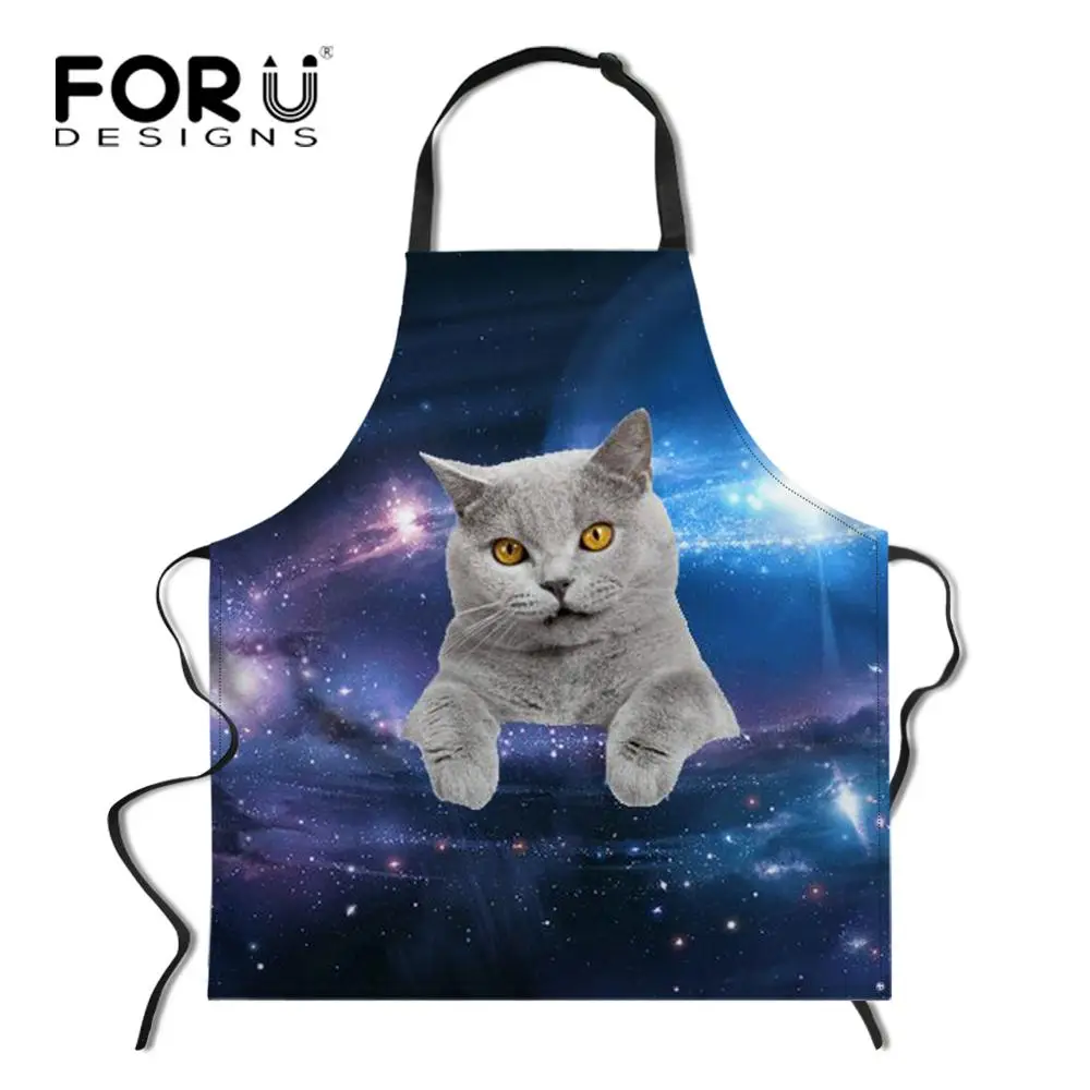 YY0750R FORUDESIGNS/Космический Galaxy Cat кухонный фартук в стиле унисекс Регулируемый поварский фартук без рукавов для приготовления барбекю - Цвет: YY0750R