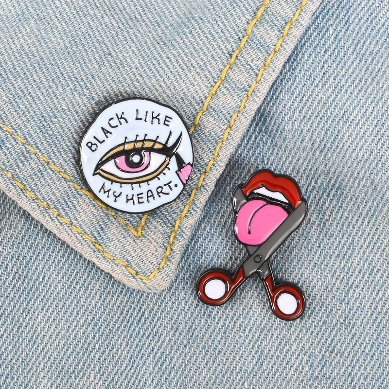 

Eye Cartoon Brooch Pins Lips Tongue Enamel Pin Jeans Shirt Collar Metal Lapel Brooches For Women Bag Badges Accessories Jewelry