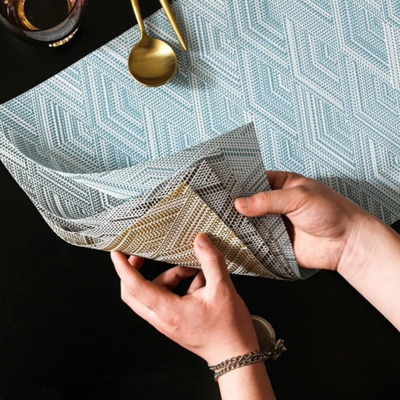 

Western Style PVC Placemats Simple Jacquard Waterproof Non Slip Food Mat Dining Table Mats Coaster Home table Decoration