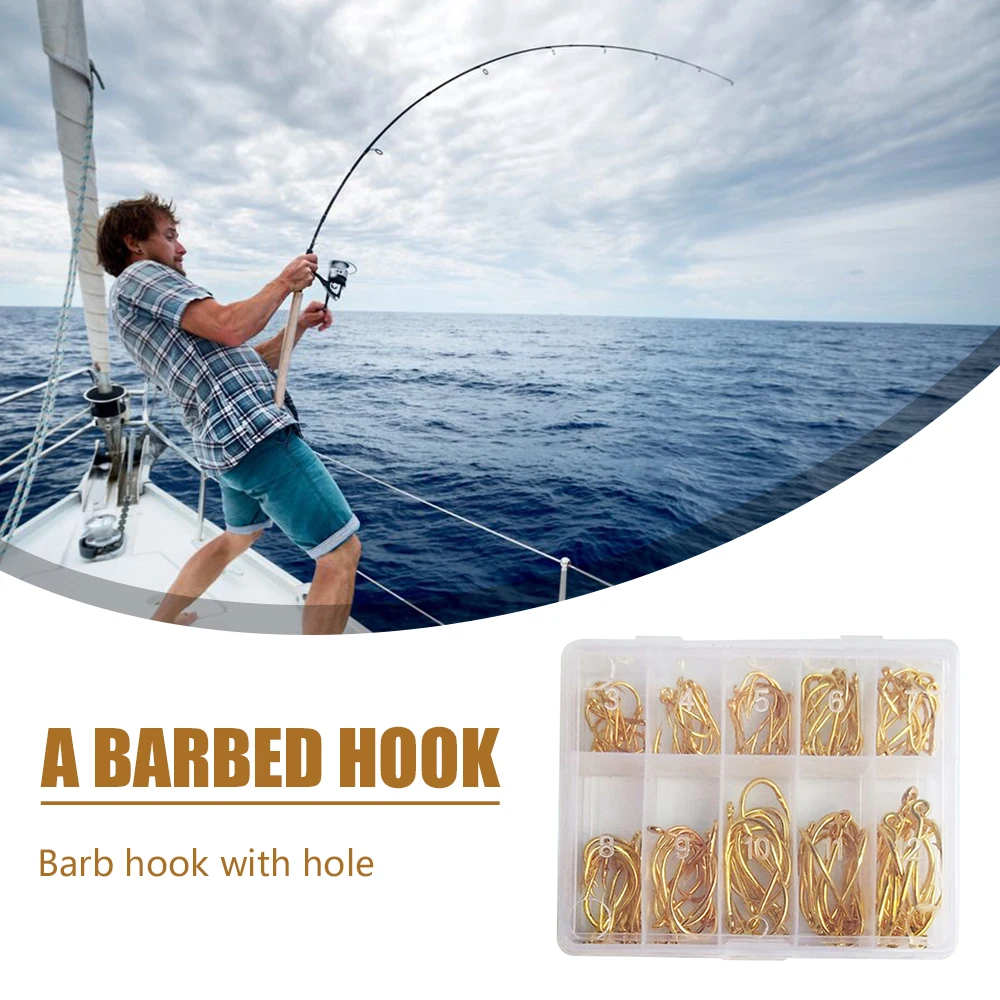 

100pcs Fish Hooks Set Saltwater Carbon Steel Barbed Single Circle 3-12 Fishing Hook Freshwater Carp Sea Tackle Accessories