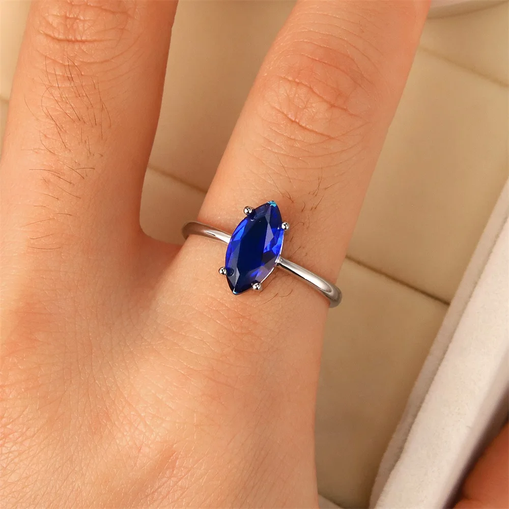 

Best selling European and American fashion S925 Sterling Silver Sapphire Ring zircon drop crystal jewelry women's gift