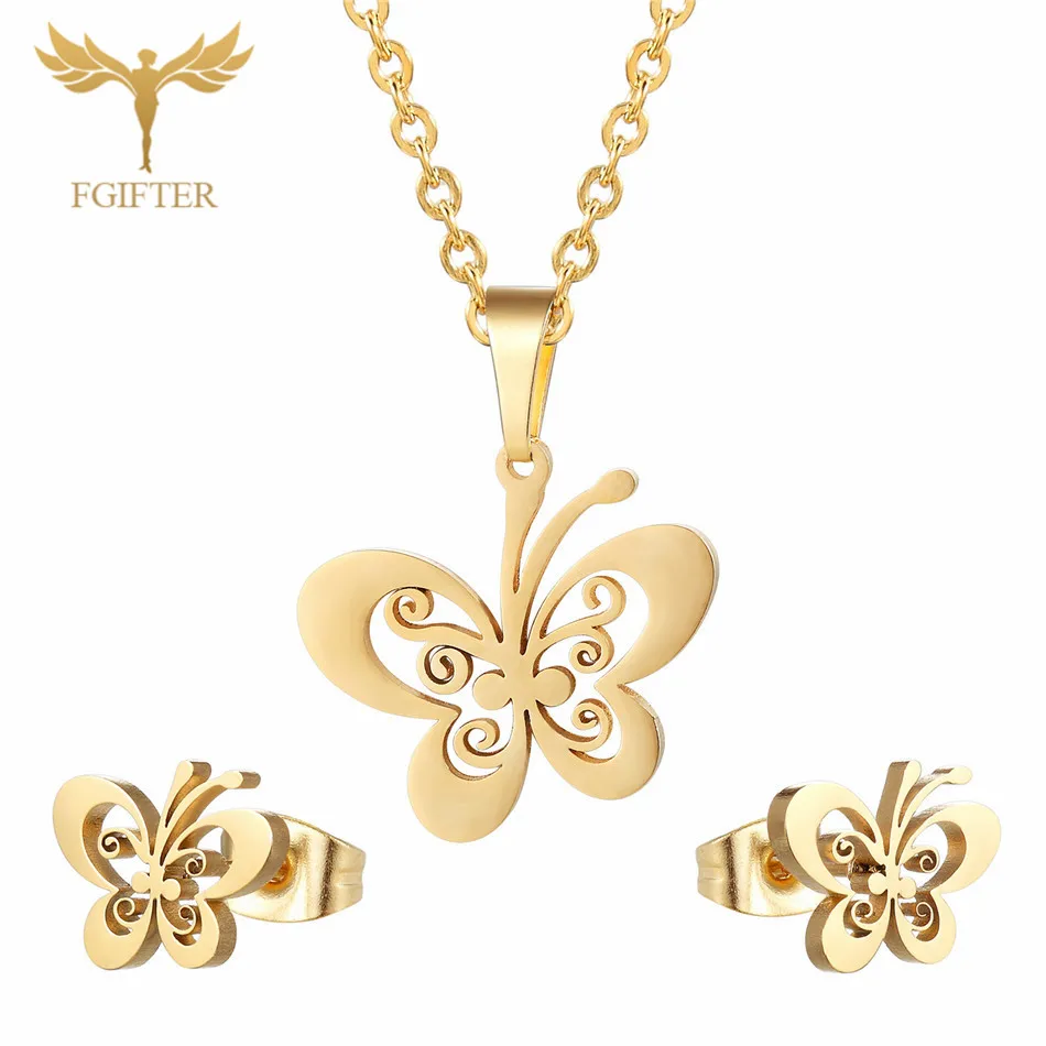 Jewelry Set Fgift, Детский комплект ювелирных изделий для девочек, серьги-гвоздики в виде лошади, ожерелье с подвеской, ювелирные изделия из нержавеющей стали, детский подарок - Окраска металла: Jewelry Set