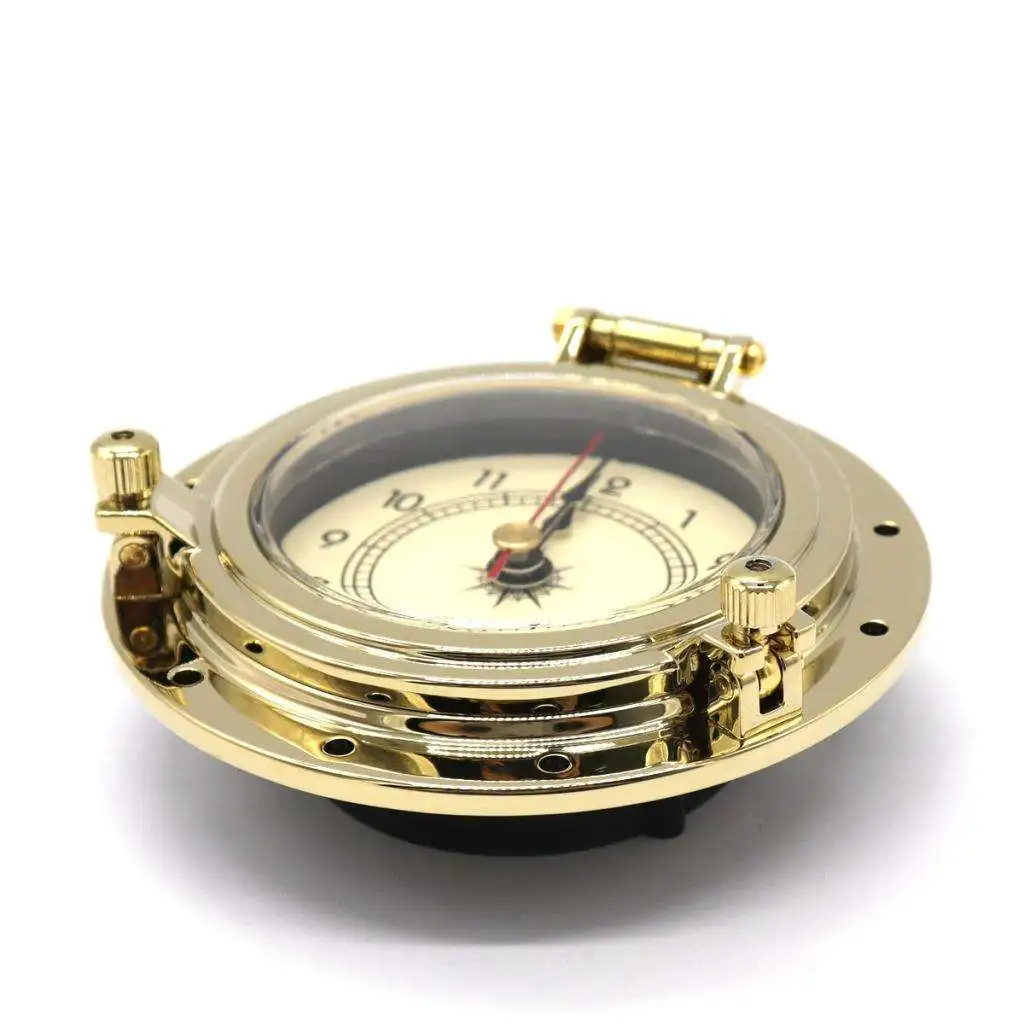 

QUARTZ CLOCK Insert Arabic Numeral Polished Brass Surface Yacht Dedicated