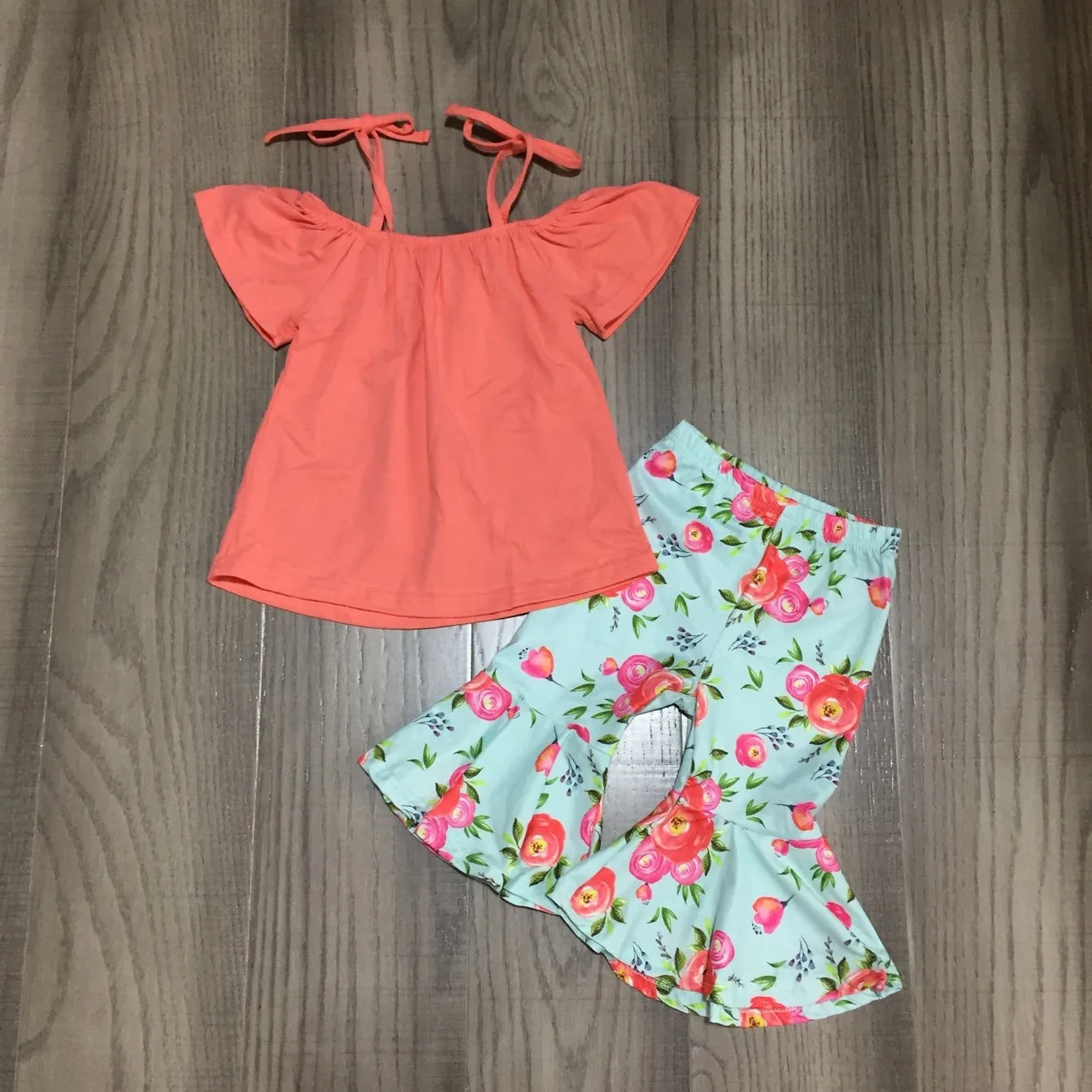 Новое поступление летняя одежда для маленьких девочек Коралловый Цветочный