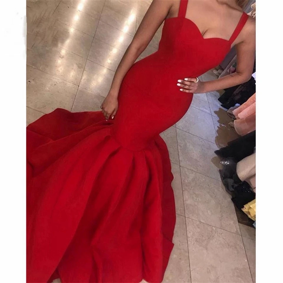 

Elegant Red Evening Dress Mermaid Sleeveless Long Prom Dress Women Formal Party Night Robe De Soiree Wine Red Vestidos De Gala