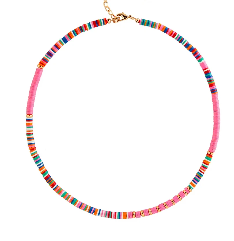 necklace Кулоны colar visco для девушек и мужчин, мужские полимерные Серферы, ожерелье, цепь цепочка, воротник bijoux femme heishi чокер с бусинами, ожерелье для женщин - Окраска металла: necklace