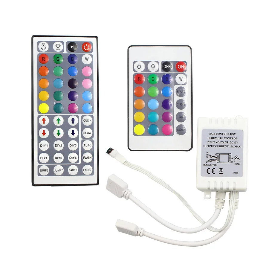 

RGB LED Controller 24 key / 44 Key Dual Output Port Connectors DC12V IR Remote Controller for 3528 5050 RGB led strip light
