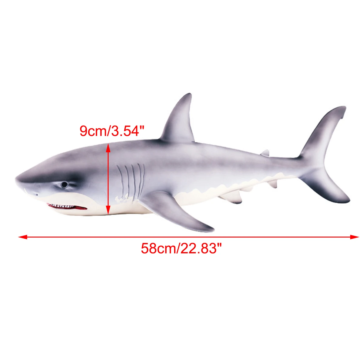 

58cm Shark Model Toy Model Megalodon Great White Shark Simulation Animal Figure Home Decorations Ornament Static Animal Models