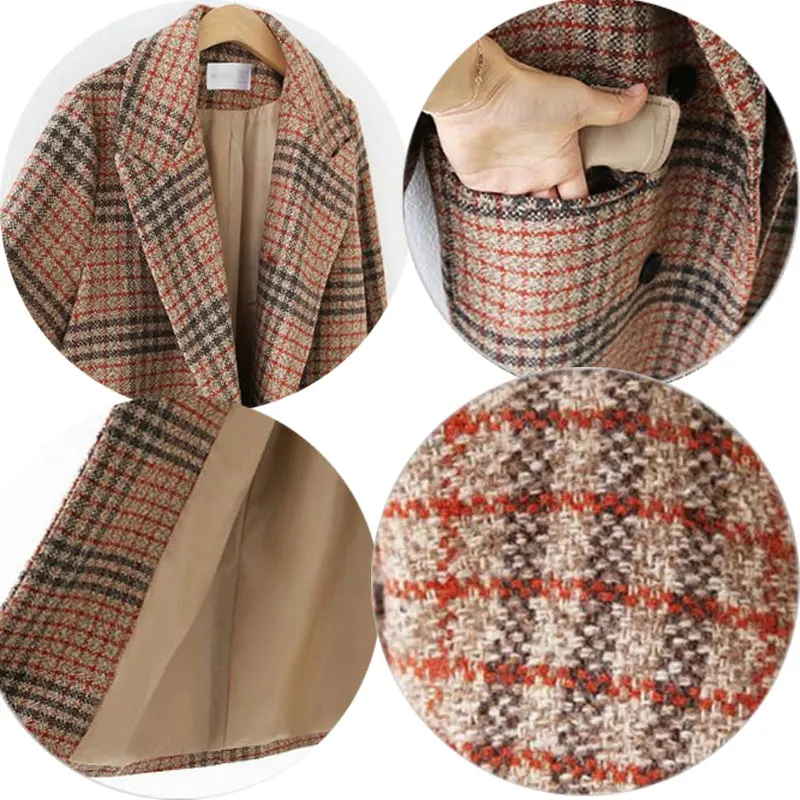 Осенне-зимнее женское Шерстяное Пальто свободная двубортная Женская ветровка в